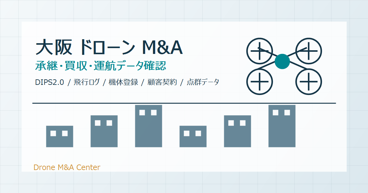 大阪 ドローン M&Aの相談と運航データ確認を表すアイキャッチ画像