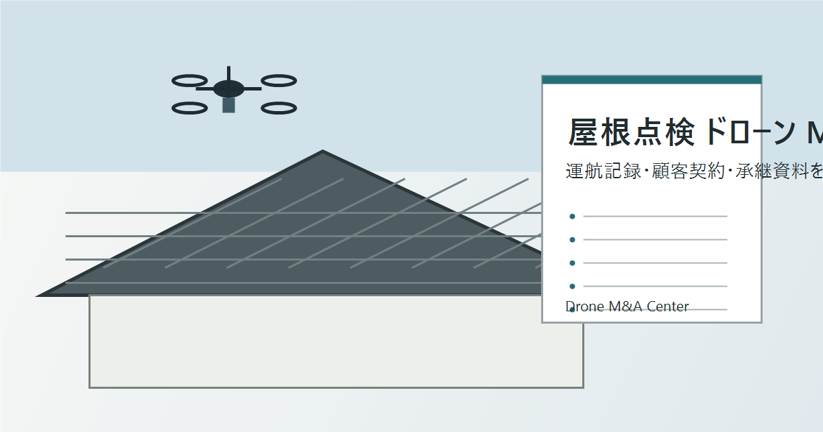 屋根点検 ドローン M&Aの相談を想起させる屋根調査と事業承継資料のイメージ