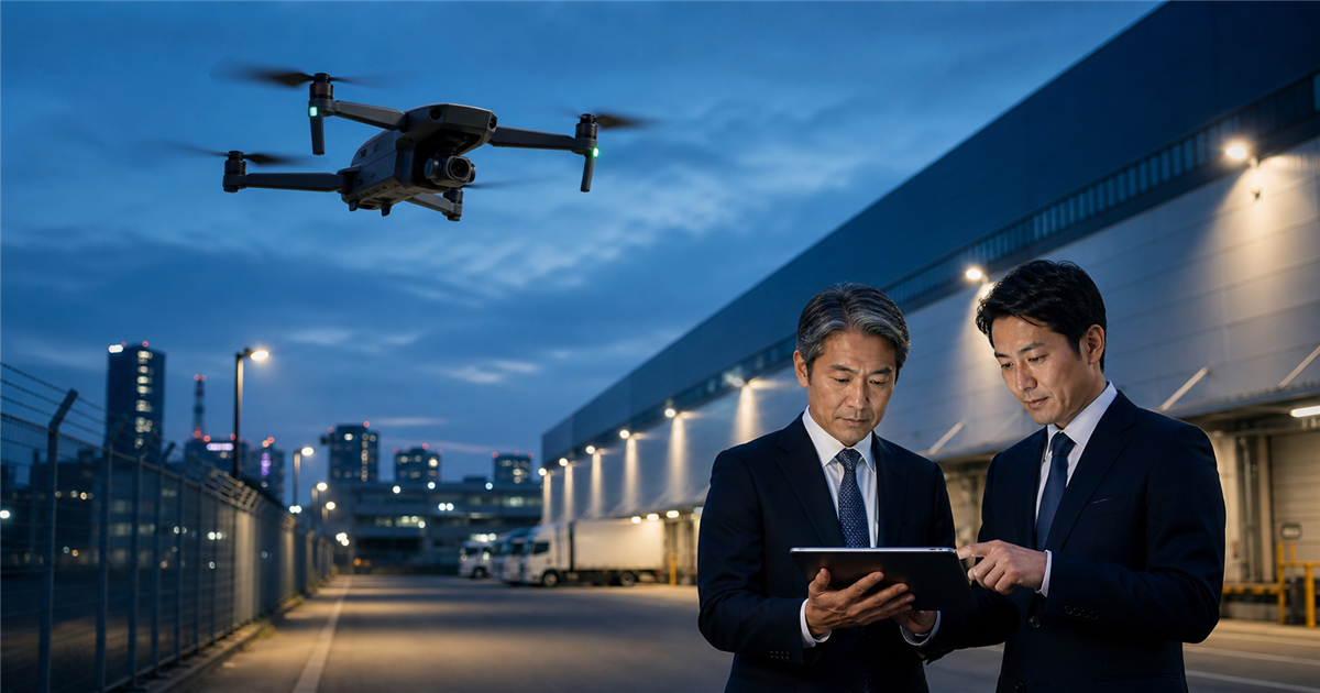 ドローン警備 M&Aにおける施設巡回と事業承継のイメージ