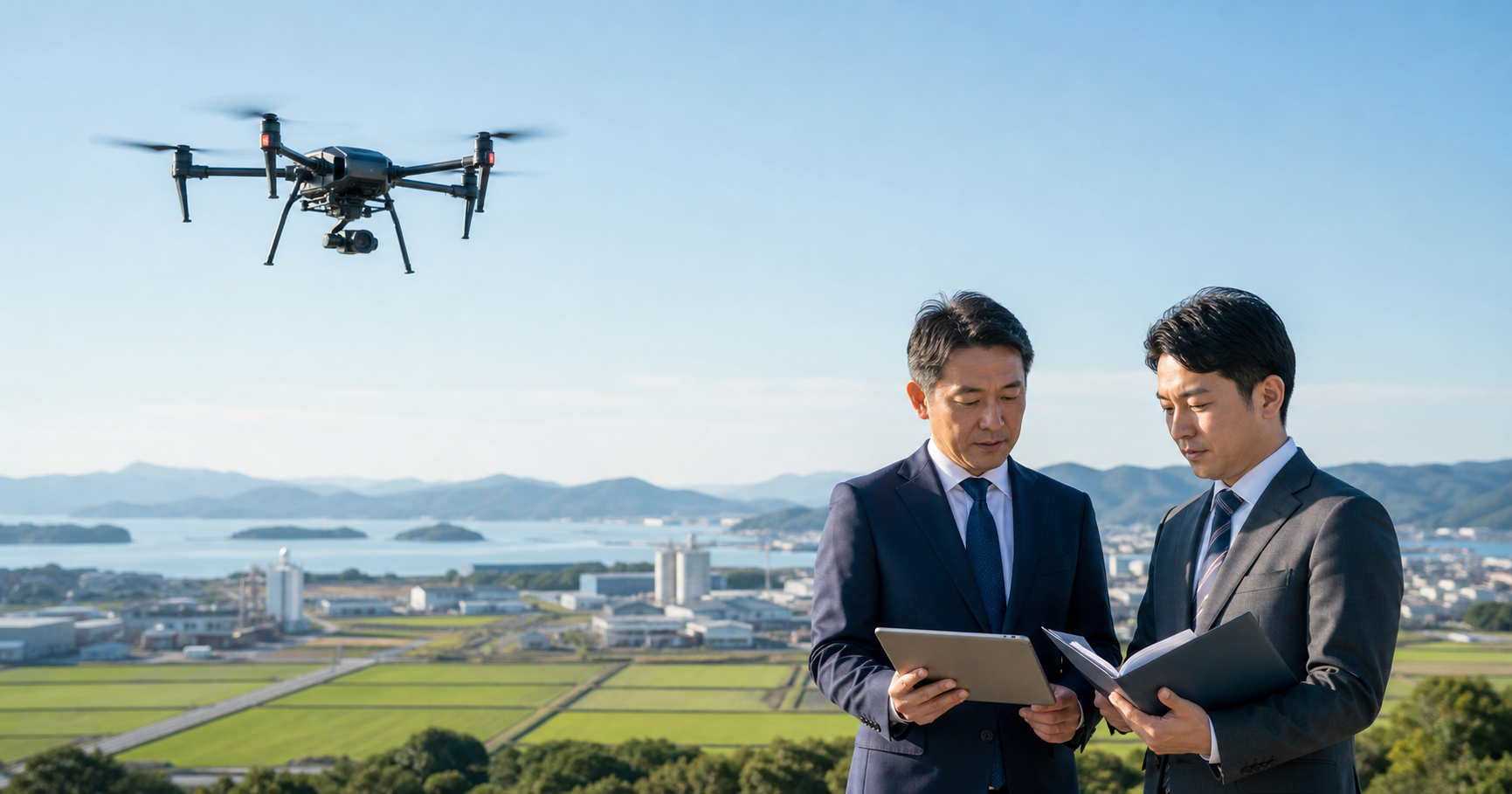岡山 ドローン M&Aの事業承継と企業買収を検討する経営者と産業用ドローン