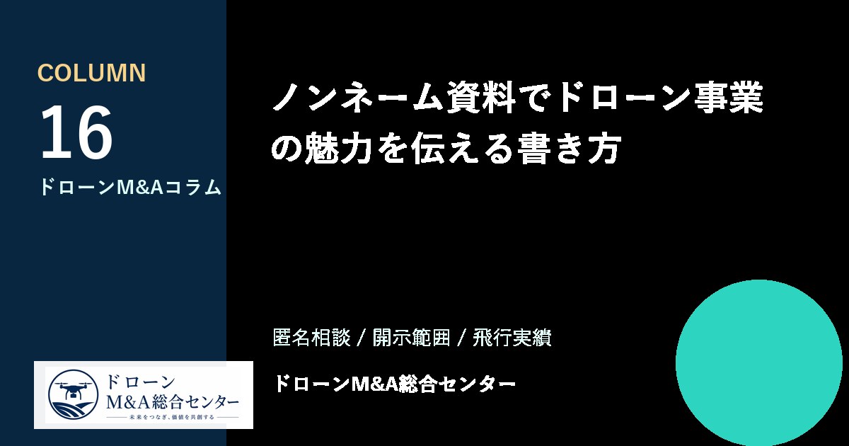 ノンネーム資料でドローン事業の魅力を伝える書き方のアイキャッチ画像