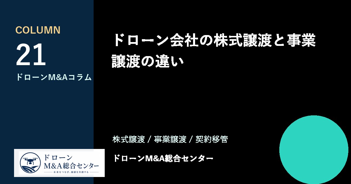 ドローン会社の株式譲渡と事業譲渡の違いのアイキャッチ画像