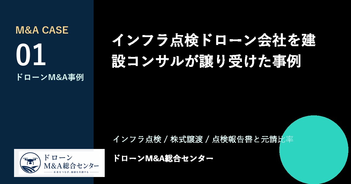 インフラ点検ドローン会社を建設コンサルが譲り受けた事例のアイキャッチ画像