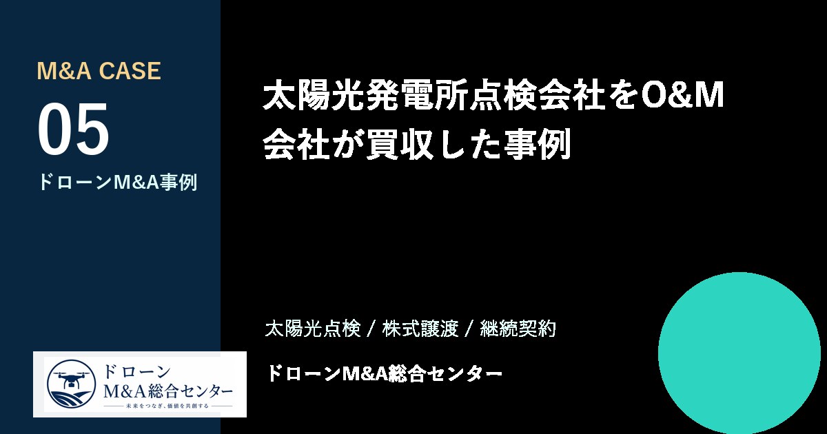 太陽光発電所点検会社をO&M会社が買収した事例のアイキャッチ画像