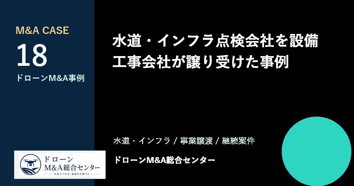 水道・インフラ点検会社を設備工事会社が譲り受けた事例のアイキャッチ画像